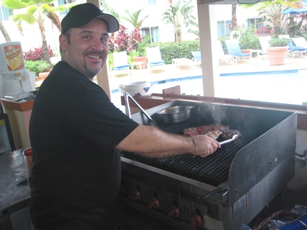 Jimmy grillin' up the famous burgers to die for